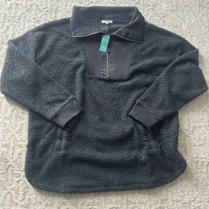 Maurices Charcoal Gray Quarter Zip Sherpa Tunic size xl